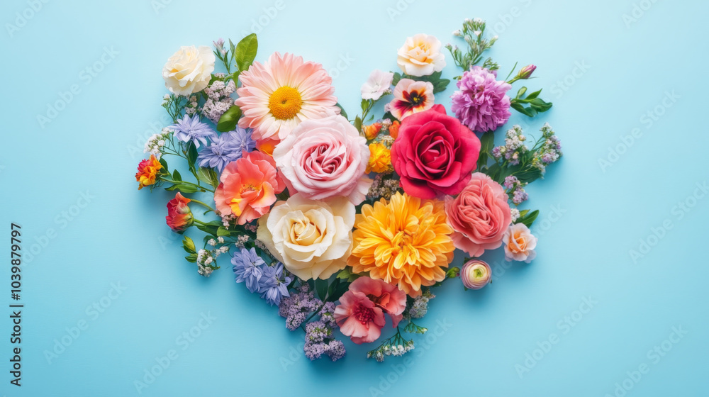 Heart-shaped Flower Arrangement with Colorful Blooms Heart-shaped Flower Arrangement with Colorful Blooms