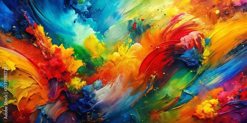 Wallpaper Mural Colorful Abstract Painting with Rich Textures and Layers for Dynamic Wall Art Display Torontodigital.ca