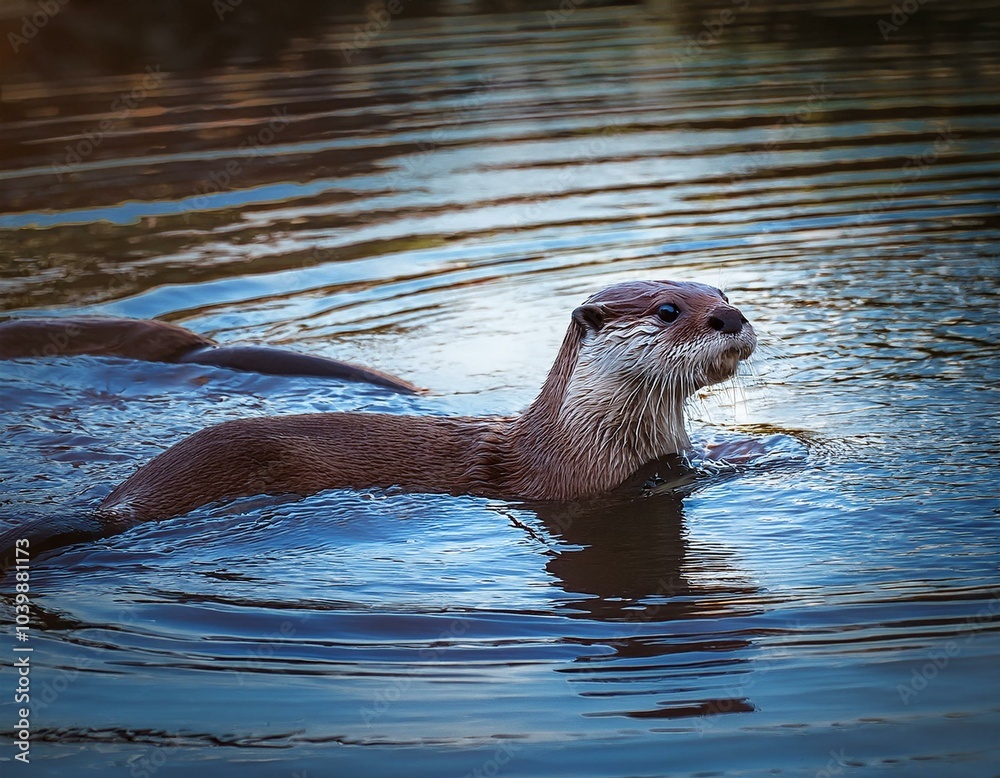Obraz premium una nutria flotando en el mar