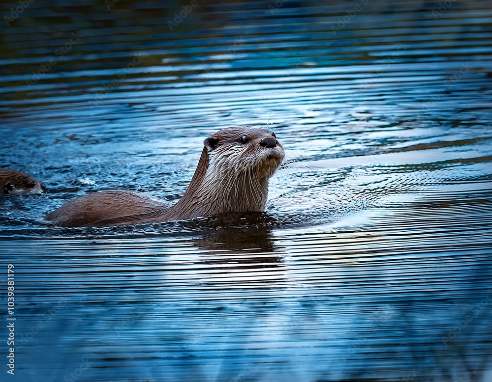 Fototapeta premium una nutria flotando en el mar