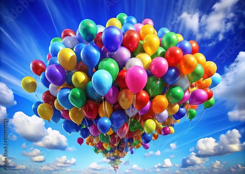 Colorful Balloons in the Sky - A Festive Celebration Captured from Above for Party Themes