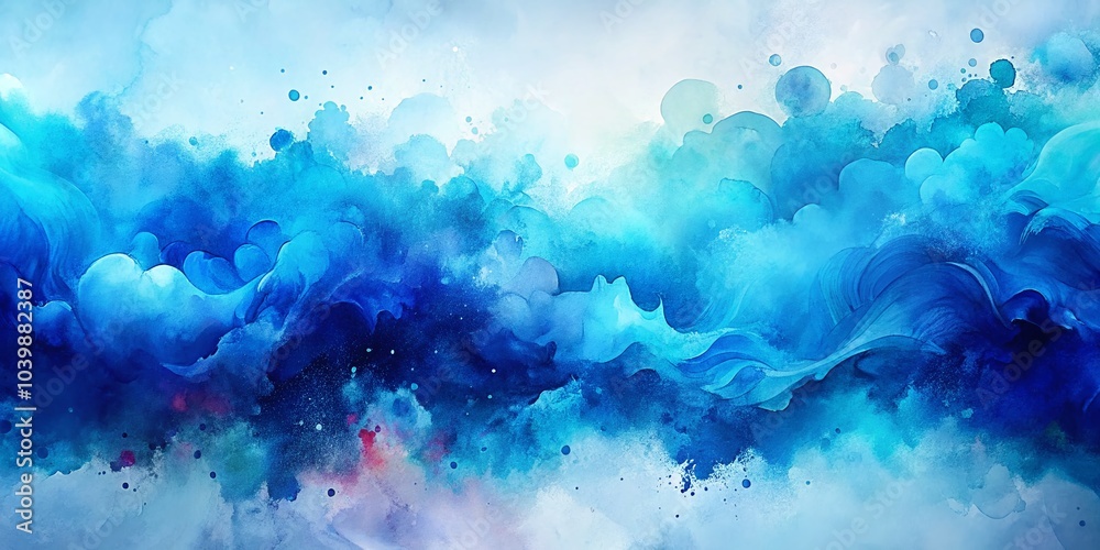 Fototapeta premium Colorful Bright Blue Watercolor Abstract Background for Stunning Wallpaper and Banners