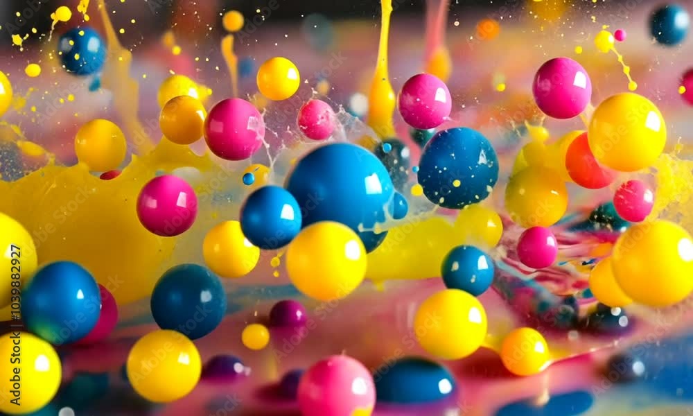 Close-up of Vibrant Paint Splashes and Drops Close-up of Vibrant Paint Splashes and Drops