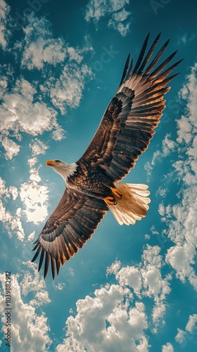 Sovereign Skies: Bald Eagle in Flight Panorama