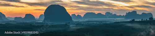 Obraz na płótnie Mountain sunrise view at Din Deang Doi viewpoint with tropical forest, Krabi Thailand nature landscape panorama w salonie