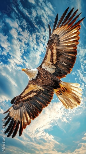 Sovereign Skies: Bald Eagle in Flight Panorama