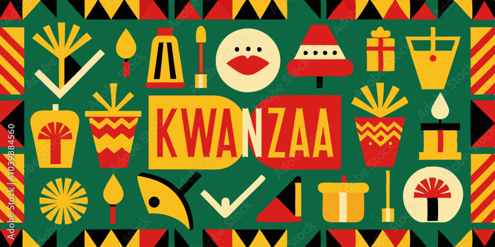 Vibrant kwanzaa celebration design with traditional symbols for festive greetings Vibrant kwanzaa celebration design with traditional symbols for festive greetings