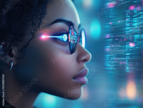 Wallpaper Mural Woman with glowing third eye and ethereal colors, AI generated Torontodigital.ca