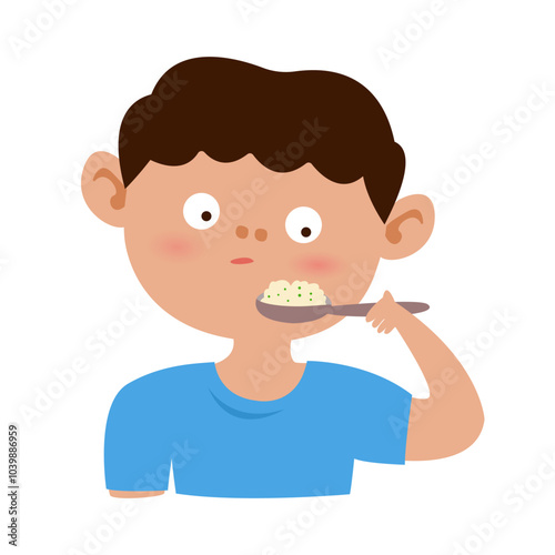 boy cold and loss of appetite. influenza virus infection disease symptoms concept