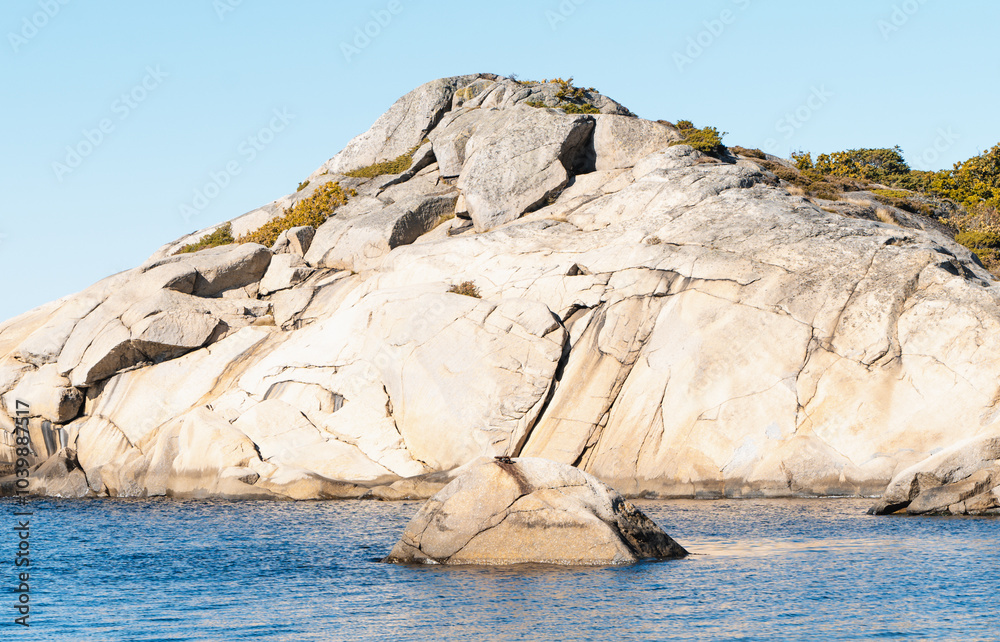 Fjord Landscape with Rocks and Sea in Sandefjord, Norway