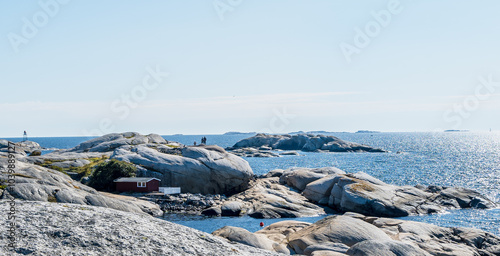 Obraz na płótnie Fjord Landscape with Rocks and Sea in Sandefjord, Norway w salonie
