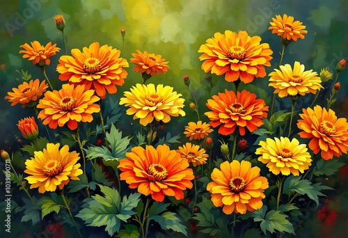 Chrysanthemum Morifolium. Orange chrysanthemums in the autumn garden. Chrysanthemum background. 