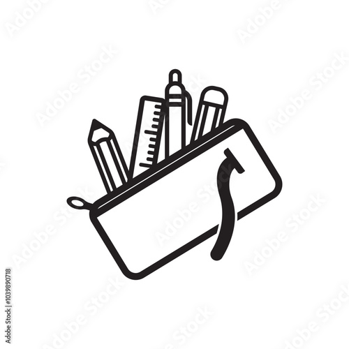 Pencil case symbol logo icon design vector illustration