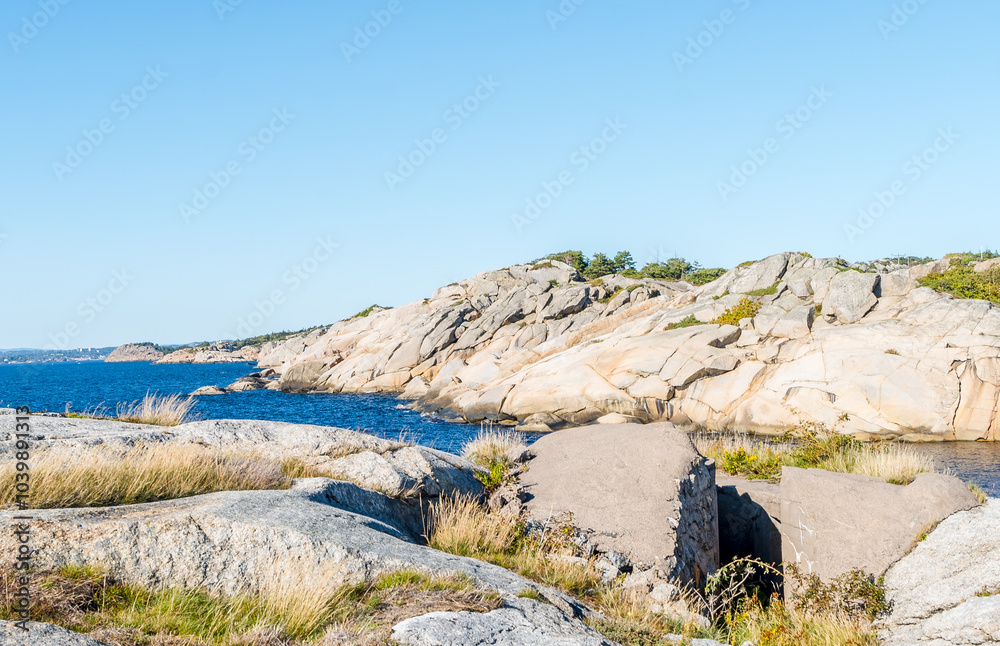 Fjord Landscape with Rocks and Sea in Sandefjord, Norway