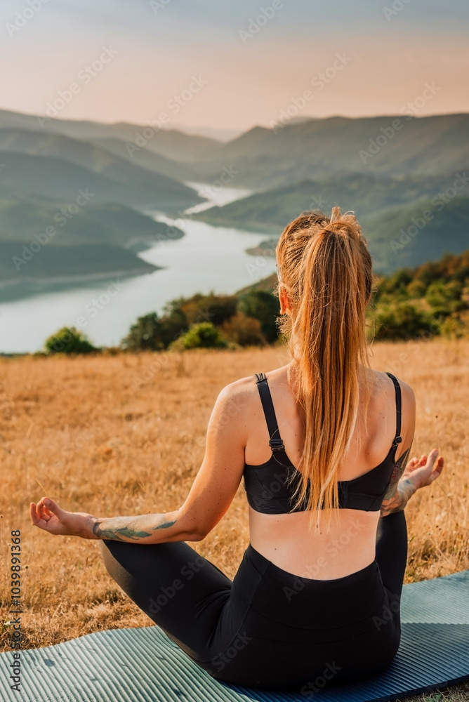 Yoga Woman in Meditation Sitting in Lotus Pose
