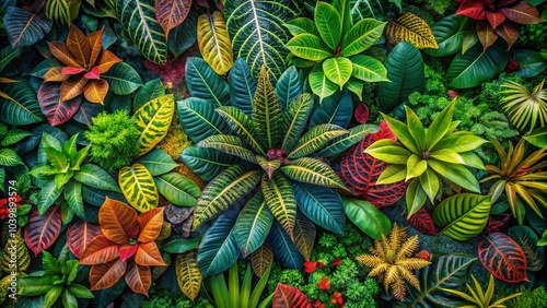 Wallpaper Mural Colorful Tropical Leaves Aerial View - Vibrant Nature Patterns for Backgrounds and Designs Torontodigital.ca