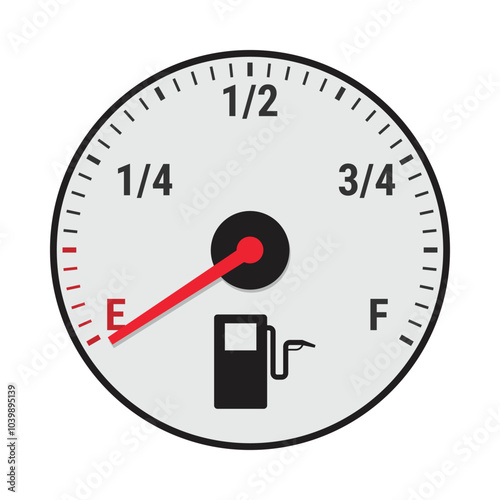 Fuel gauge indicator with empty gas tank