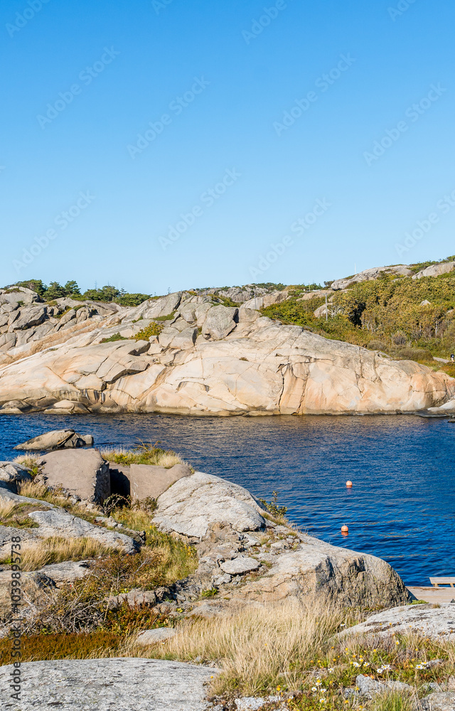 Fjord Landscape with Rocks and Sea in Sandefjord, Norway
