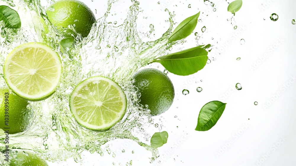 A dynamic splash of green tea and lime
