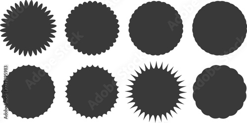 ジグザグ･ギザギザの素材セット　黒　Set of sale sticker, Set of starburst icon.black