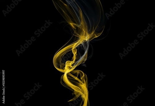 Abstract image of bright yellow and white smoke against a black background.