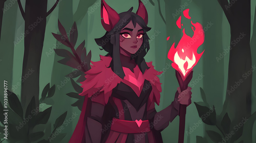 Dark Mage Conjuring a Blazing Firestorm in the Forest Dark Mage Conjuring a Blazing Firestorm in the Forest