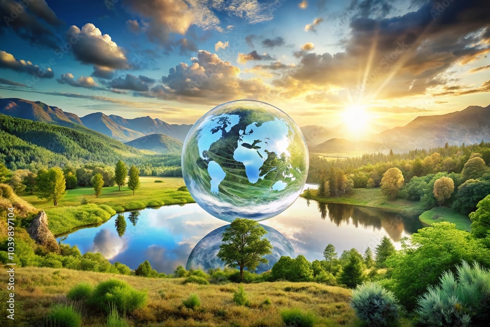 COVID-19 Awareness Landscape Photography with WHO Design Elements and Global Health Themes