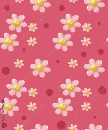 Seamless floral pattern with pink flowers