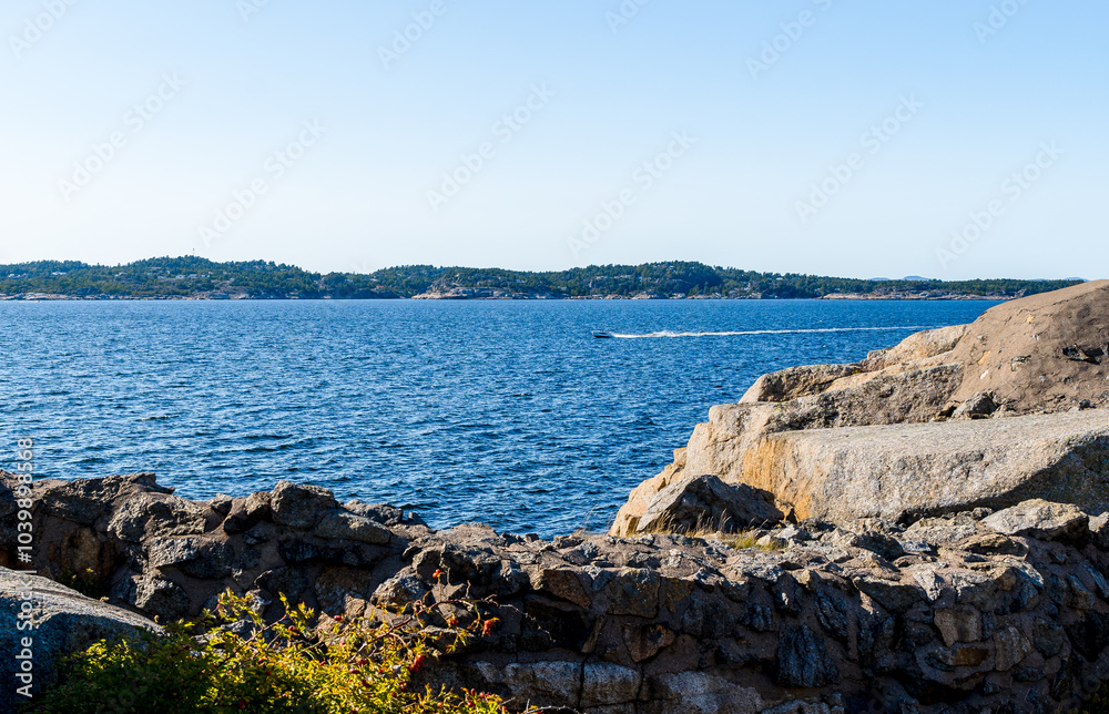 Old Military Structure of Folehavna Fort by the Sea in Sandefjord, Norway