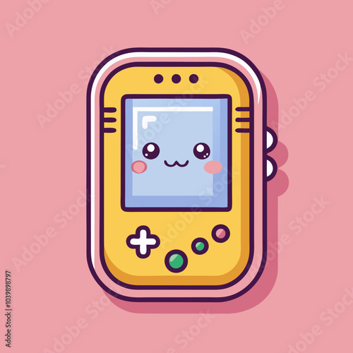 Tamagotchi cute yellow retro vector