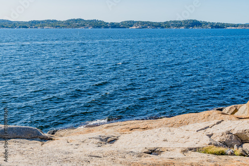 Obraz na płótnie Fjord Landscape with Rocks and Sea in Sandefjord, Norway w salonie