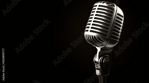 Retro Microphone on Dark Background