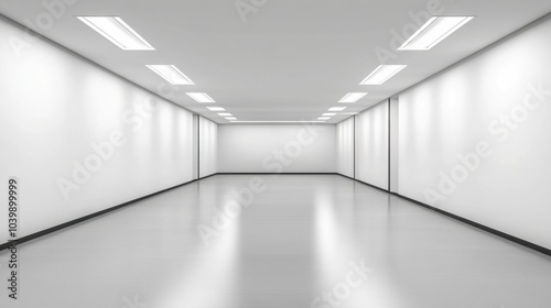 Empty Modern Space with White Walls and Bright Lighting