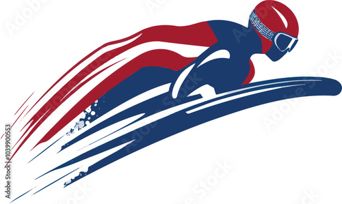 Luge Winter Olympics Icon — Sled Racing on Ice Track