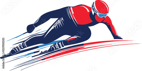 Alpine Skiing Winter Olympics Icon — High-Speed Downhill Skier