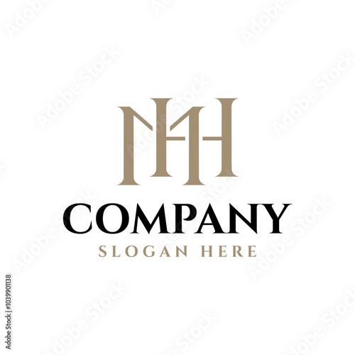Monogram initial letter hm mh logo design template