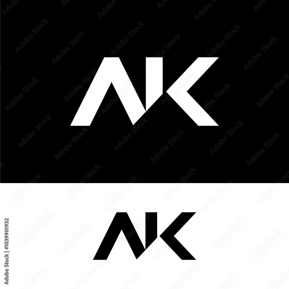 Monogram initial letter ak logo design template Monogram initial letter ak logo design template