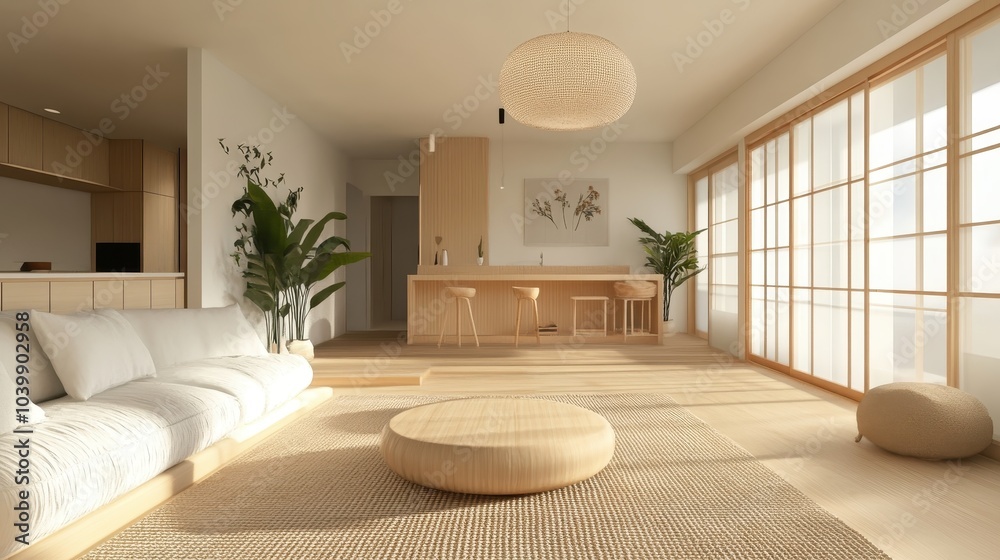 custom made wallpaper toronto digitalModern Minimalist Japandi Interior Design Space