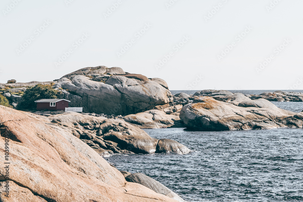 Fjord Landscape with Rocks and Sea in Sandefjord, Norway