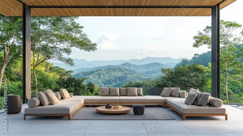 Modern Outdoor Living Room with Scenic Nature View