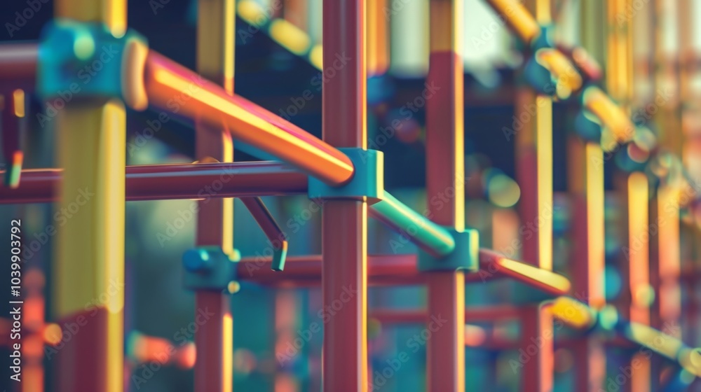 A playground with ladders and monkey bars symbolizing the building blocks of matter. A playground with ladders and monkey bars symbolizing the building blocks of matter.
