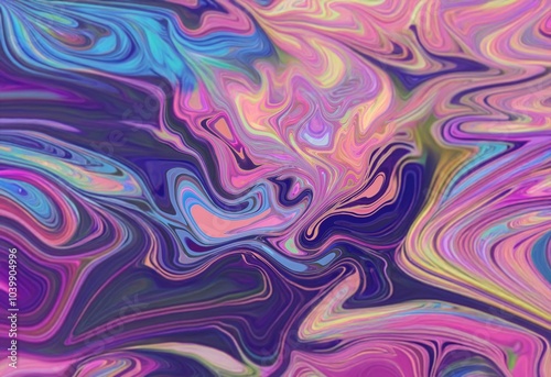 Abstract liquid swirls in vibrant pink, purple, and blue hues.