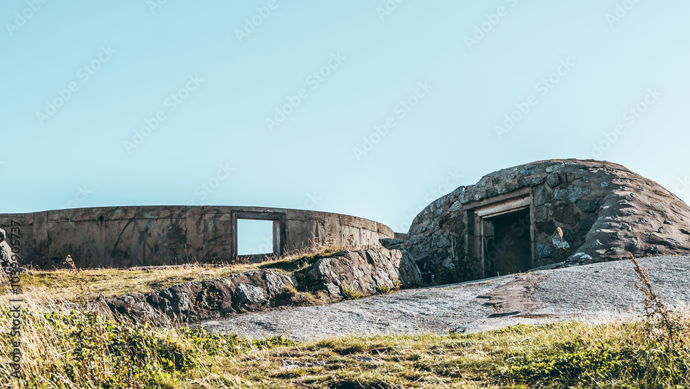 Old Military Structure of Folehavna Fort by the Sea in Sandefjord, Norway