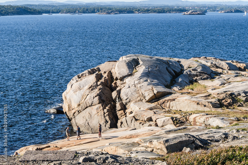 Fjord Landscape with Rocks and Sea in Sandefjord, Norway