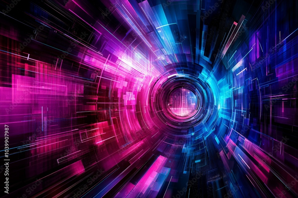 Fototapeta premium Colorful Dynamic Lines in Digital Technology Background