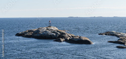 Obraz na płótnie Fjord Landscape with Rocks and Sea in Sandefjord, Norway w salonie