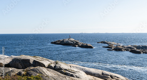 Obraz na płótnie Fjord Landscape with Rocks and Sea in Sandefjord, Norway w salonie