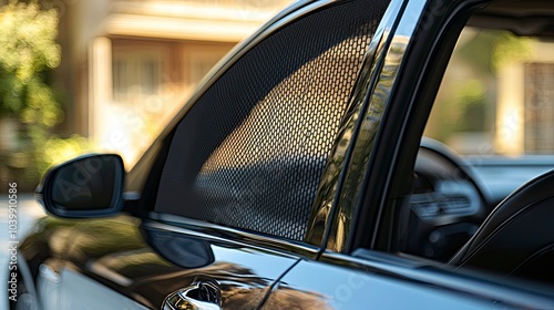 Car driver window black anti-mosquito breathable mesh, seamlessly integrated with the frame, insect-proof, ventilation, texture emphasis