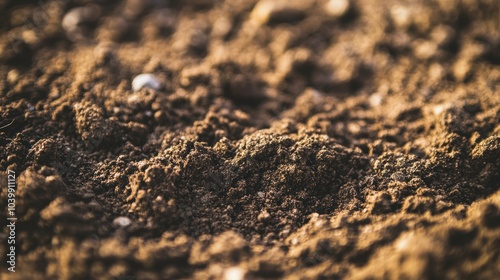 Close-Up of Rich Loamy Soil with Small Stones