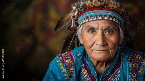 Elder in Traditional Headdress Portrait